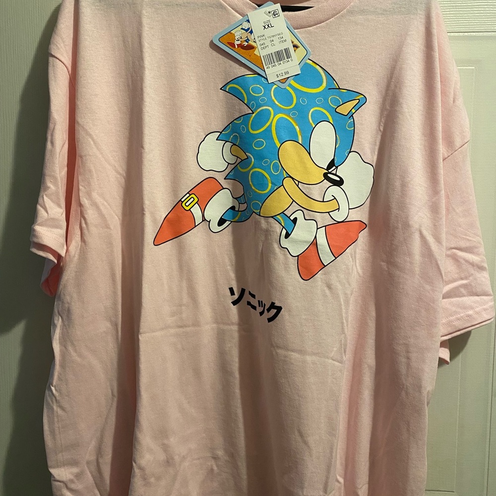 Pink Sonic the Hedgehog anime t shirt